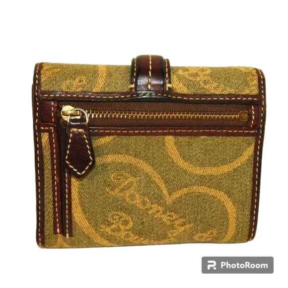 Rare Vintage Dooney & Bourke Signature Heart Canvas Leather Wallet Buckle - Picture 2 of 9